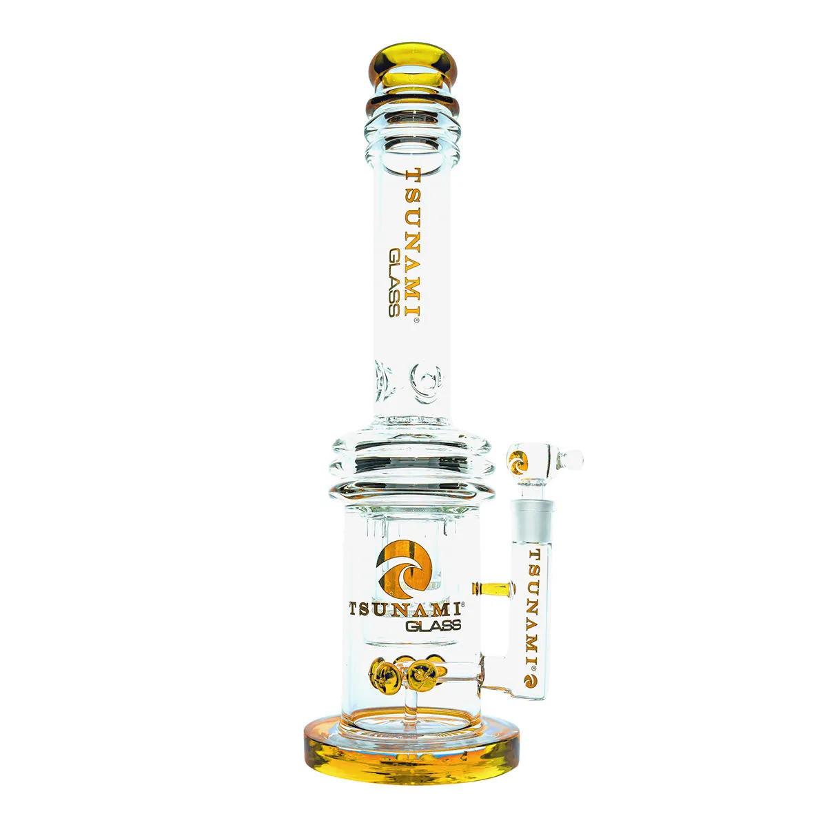 Button Double Honeycomb Perc Bong 16" (Tsunami Glass)