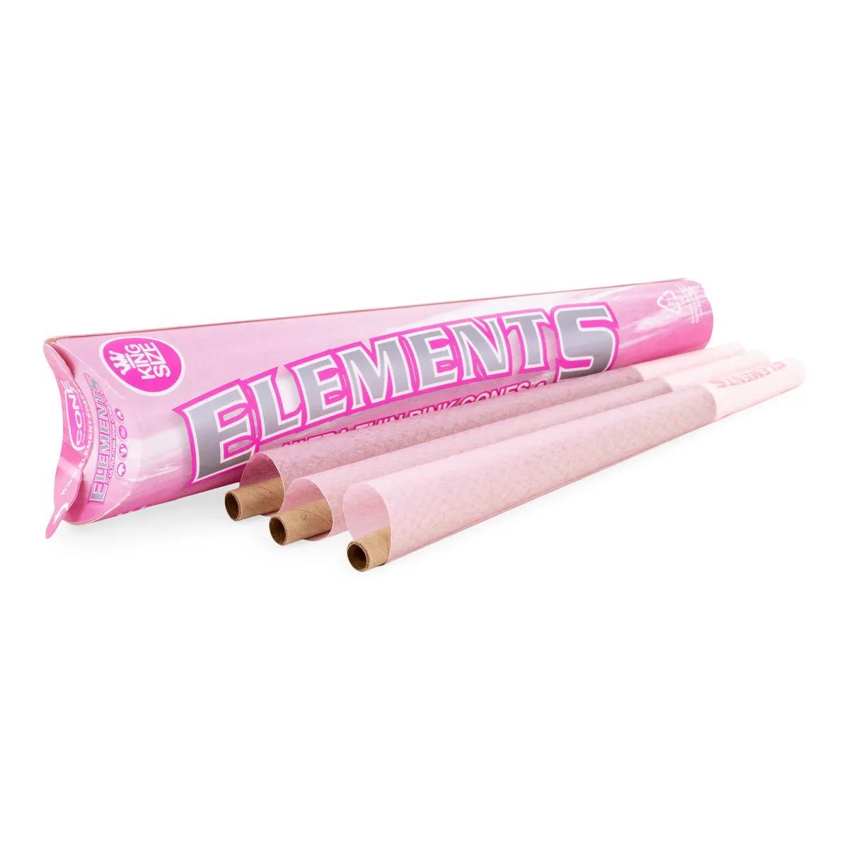 Elements Ultra-Thin Pink Cones – rosa färdigrullar av rispapper
