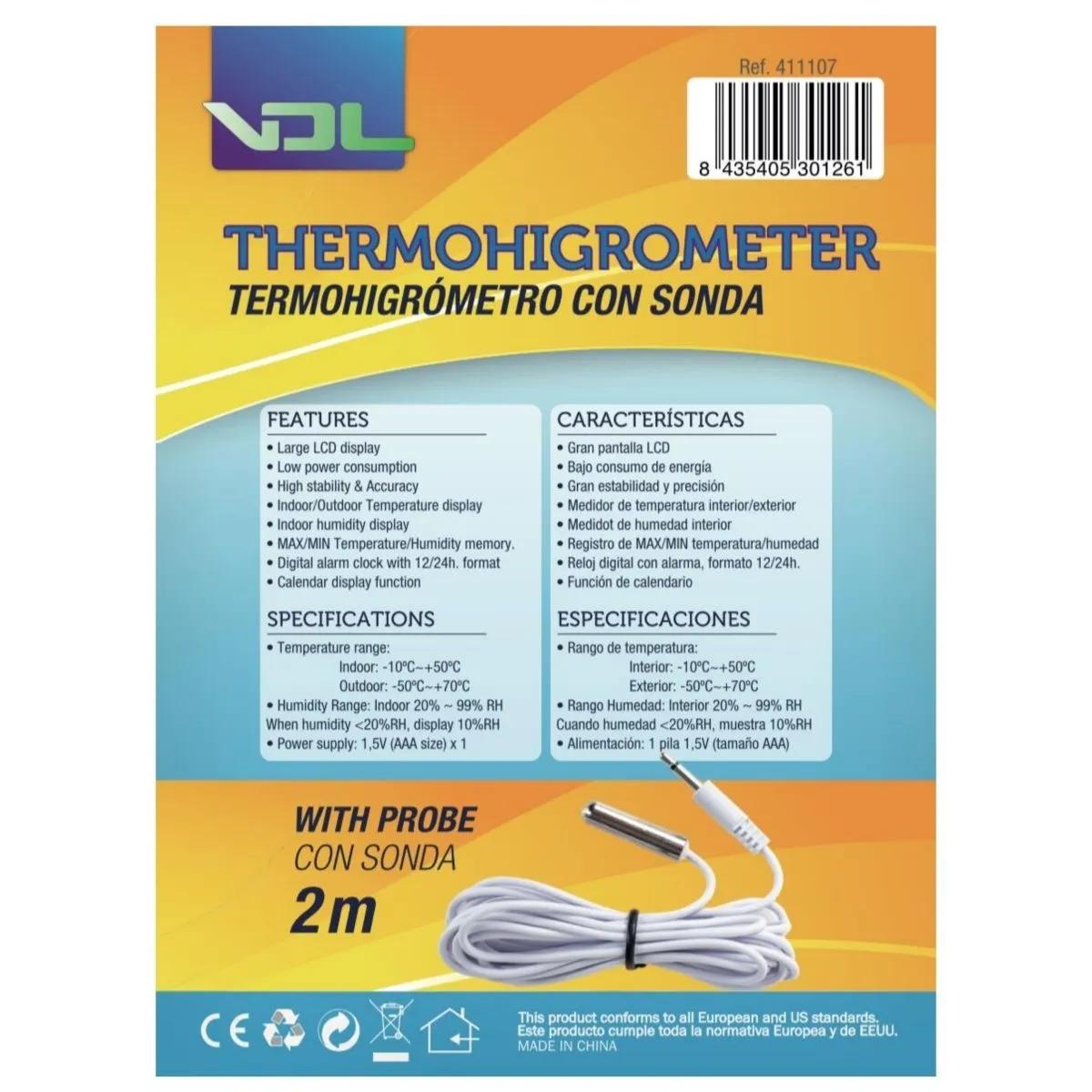Termo-hygrometer med stor skärm (VDL)