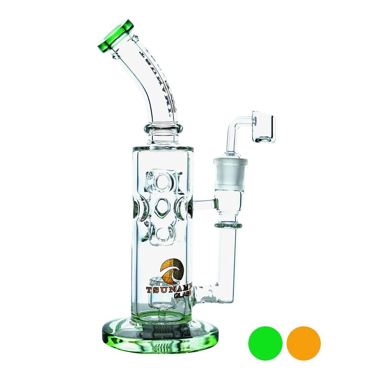 Shower Head Swiss Dab Rig 11" (Tsunami Glass)
