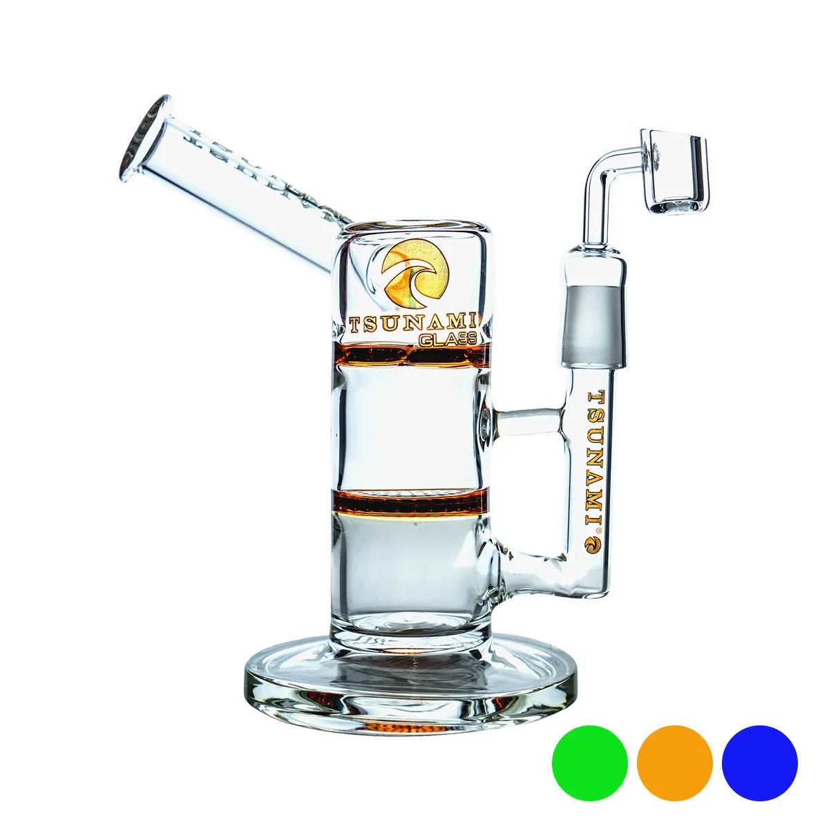 Tsunami Glass Side Neck Honey Turbine Dab Rig 9"