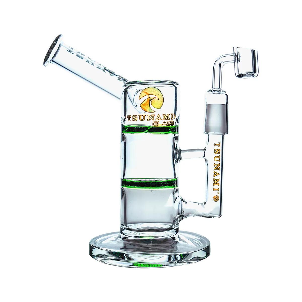Tsunami Glass Side Neck Honey Turbine Dab Rig 9"