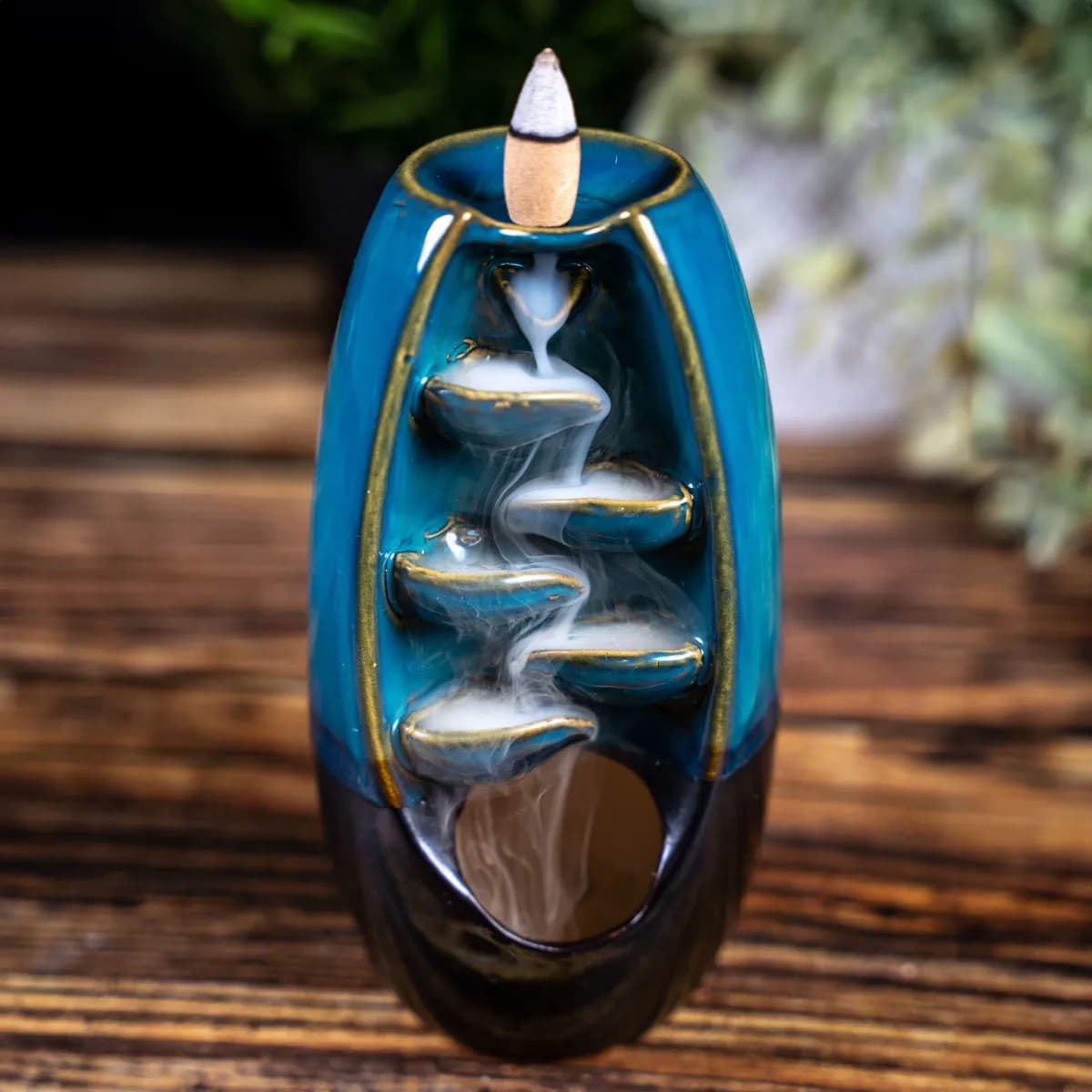 Backflow Incense Holder Blue Waterfall