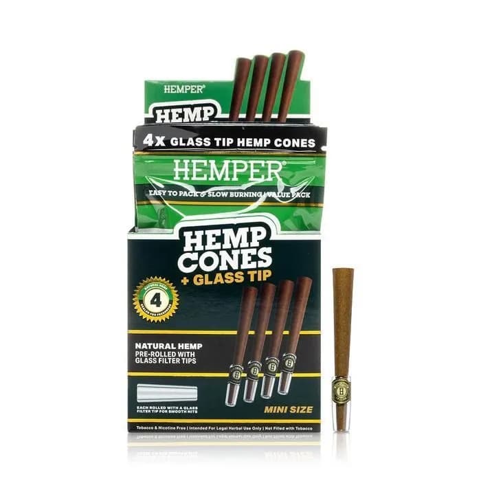 Hemper Hemp Cones 1¼ + glasmunstycke 4-pack