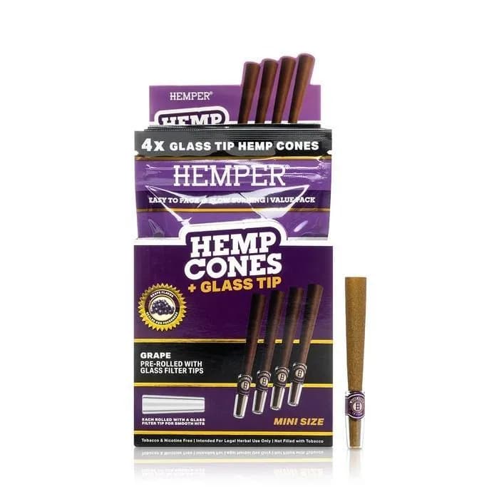 Hemper Hemp Cones 1¼ + glasmunstycke 4-pack